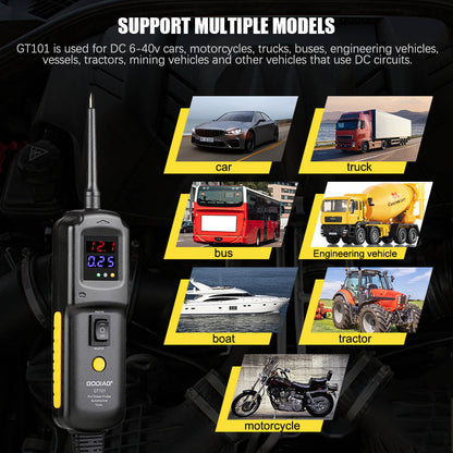 GODIAG GT101 Electric Circuit Tester Vehicles Electrical System Diagnosis/ Fuel Injector Cleaning & Testing/ Current Detection/Relay Testing