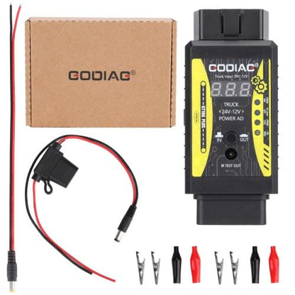 Godiag GT106 Plus 24V to 12V Heavy Duty Truck Adpter for X431 easydiag/ Thinkcar2/Thinkdiag/GOLO/DBScar II Added Fuel Injector Cleaning Testing Relay Testing for Cars Trucks