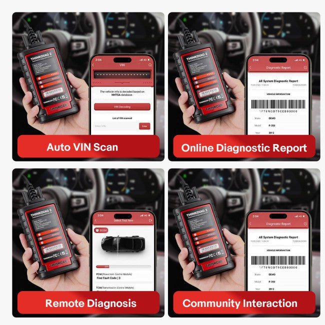 THINKCAR Thinkdiag2 All System Bidirectional Diagnostic Tool with CAN-FD Protocol Auto VIN ECU Coding 15+ Reset Functions One Year Free Update